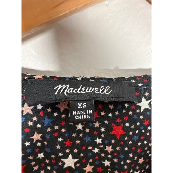Madewell Womens Silk Ruffle-Hem Wrap Top in Starry Night Size XS - Picture 9 of 10